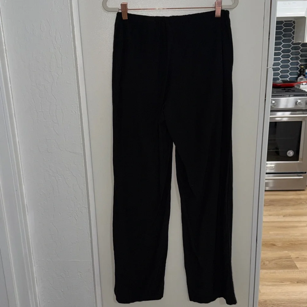 H&M Jet Black Straight Leg Drawstring Relaxed Fit Pants | XS